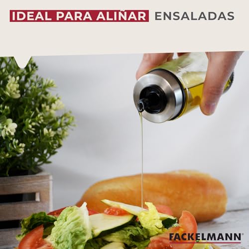 Miniatura 3 de Fackelmann Vinagrera Aceitera, 170 Ml, Cuerpo De Vidrio Y Tapa De Polipropileno Y Silicona, 19x7 Cm, Diseño Compacto Y Fácil Almacenamiento, Apta Para Lavavajillas, 1 Ud.