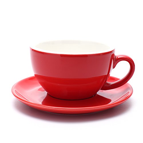 Coffeezone Latte Art - Taza y platillo, de nueva porcelana de hueso china, para café con leche, capuchino o doble expreso, ideal para cafeterías y baristas Cover