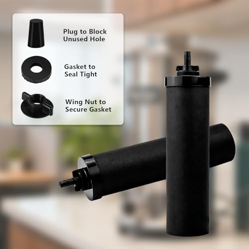 GVSS Ersatz-Set für Wasserfiltersystem für Berkey, 12-teilig, enthält 4 Flügelmuttern, 4 Dichtungen und 4 schwarze Silikonkappen, kompatibel mit Schwerkraft-Wasserfilter für Berkey