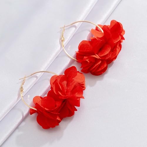 Colorful Flower Earrings White Floral Hoop Earrings Elegant Camellia Huggie Earring Jewelry for Women3