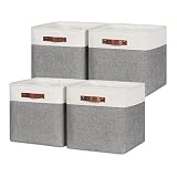 HNZIGE Foldable Storage Cubes Baskets Set(4 Pack) Fabric Bins for Shelves,13 Inch Storage Basket for