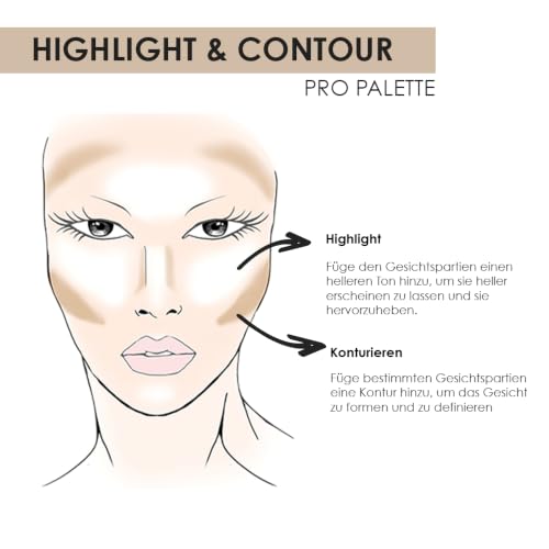 NYX Professional Makeup Highlight & Contour Pro Palette, Puder Konturen Kit, 8 verblendbare Matte und Perlmutttöne