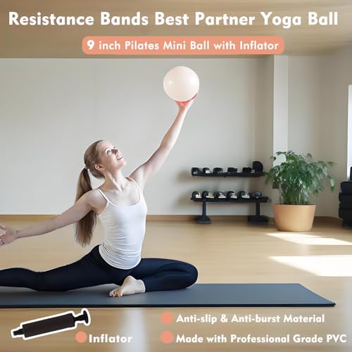 EnigmaYiMe Pilates Essential Kit with Fabric Resistance Bands, Pilates Equipment Yoga Ball for Home Workout to Tone and Sculpt, Fitness Magic Circle Rings for Women (Beige) by EnigmaYiMe - Image 5