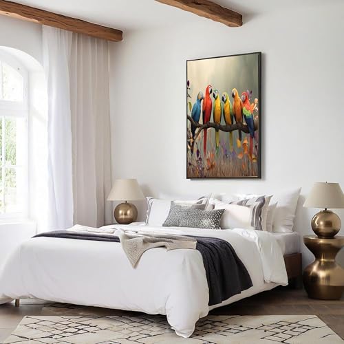 Lienzos decorativos pared con patrón de loro en gran formato 60x80 cm para dormitorios 5