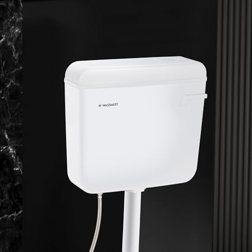 Image of Flush Tank for Toilet WASSMIST Wall Mounted Toilet Cistern | 8 LTR Single Flush Tank | Durable Plastic | Compact Design for Bathroom Use