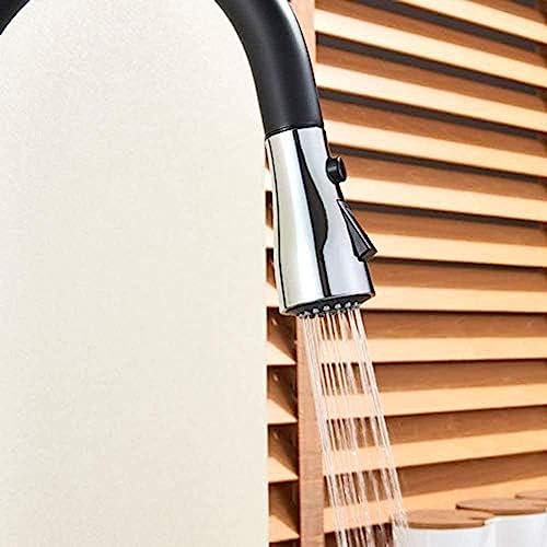 Robinet de douche de cuisine extensible noir chrome à poignée unique