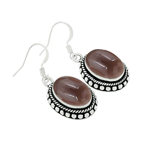 Natural Smoky Quartz Earrings 925 Silver Overlay Handmade Boho Style Dangle Earrings #TOP1