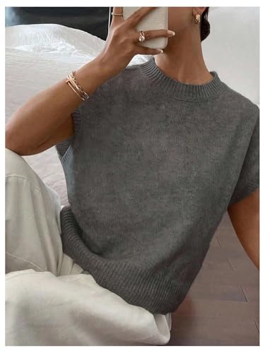Image of SOLY HUX Women's Short Sleeve Sweater 3D Floral Sweaters Pullover Tank Tops Knit Vest Trendy Fashion Clothing
