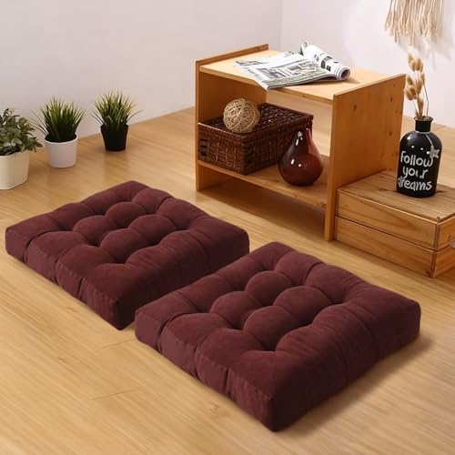 Gfobip Floor Pillows Set Square Chair Cushion Pad Tufted Seat Cushions for Living Room Balconies...