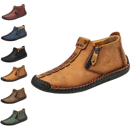 Phanile Mens Walking Shoes, Arch Support & Breathable and Light & Non-Slip Shoe,Men's Outdoor Light & Non-Slip Zipper Casual Comfy Waterproof Shoes