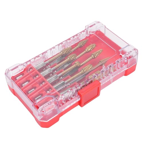 Set di Frese Rotanti in Acciaio Al Tungsteno con Gambo Esagonale 1/4 di Pollice Placcato in Titanio per Rettifica, Intaglio e lucidatura. Dettagli