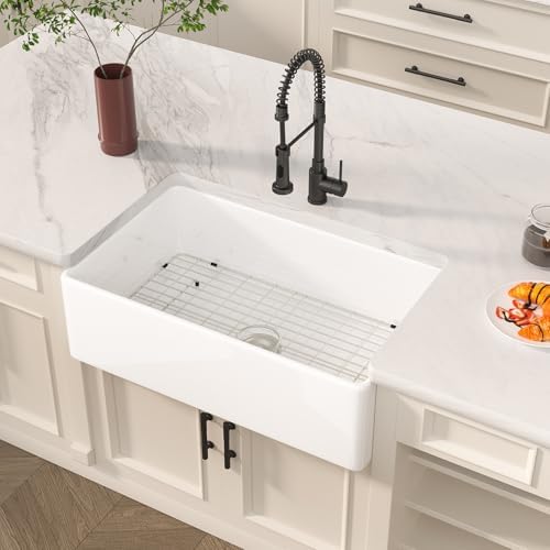 White Farmhouse Sink - 33'' x20'' Apron Front Kitchen Sink, Firec...