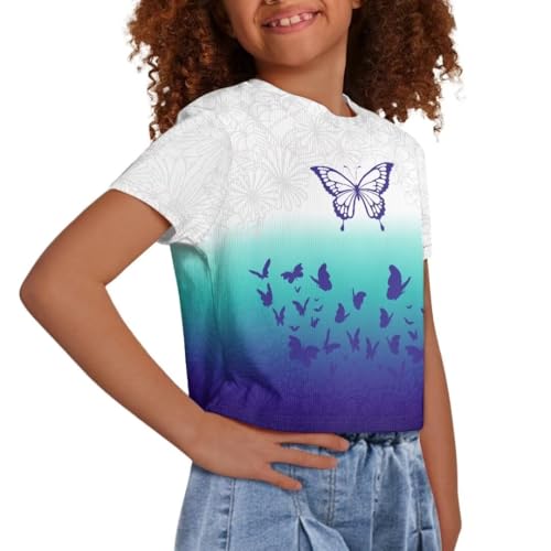 Image of Girl Crop Top Shirts for Summer Cute T Shirts Short Sleeve Tees for Kids 5-16