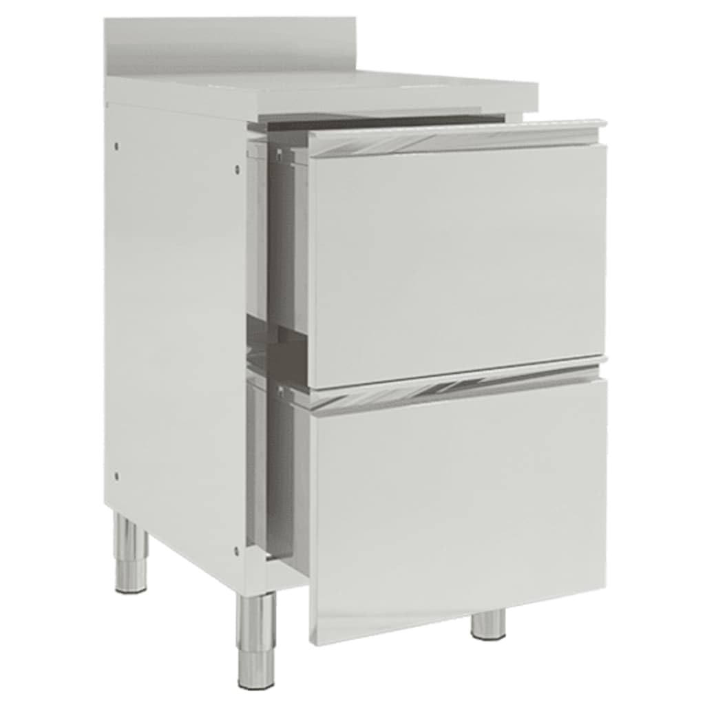 Armadi da cucina commerciali in acciaio inox con 2 cassetti, 2 pezzi, 50 x 60 x 96 cm, per gastronomia, ristoranti, ristoranti, hotel, attrezzature professionali