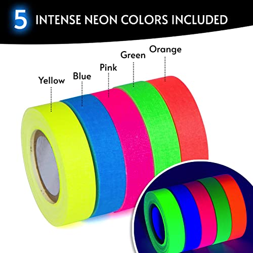 Glow King Blacklight Reactive Glow Tape | Premium Uv Fluorescent Neon Party Supplies For Events | Multipurpose Luminous Colored Tape For Room Decoration | Glow In The Dark Cloth Tape – 0.5 In X 60 Ft #TOP2