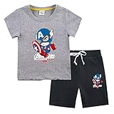 COMODIDAD MÁXIMA: el conjunto de top y shorts presenta un diseño único del Capitán América con ilustraciones del famoso superhéroe, y les encantará usarlo durante los meses más cálidos.