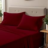 ONIROS Home Juego Sabanas 150 x 190/200 de Lujo Incluye Fundas Almohadas 75x50 Pack 2 | Sabanas Bajeras 150x190 Ajustables y Encimera | Sabana 150 x 200 (Sabanas Cama 150, Burdeos)