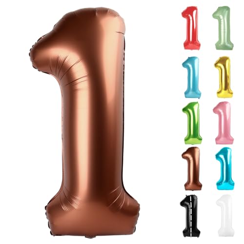 Coffee Brown Number 1 Balloon 40 Inch - 1st Balloon Number Decorations