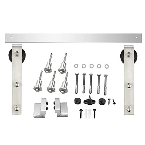 Preisvergleich Produktbild INTERSTEEL - Beschlagset für Schiebetür"Basic Edelstahl" - Laufschiene Schiebetürbeschlag, Schiebetürsystem für Schiebetüren, Innentüren und Wandschränke - 200 cm - Modular ausbaufähig / Erweiterbar