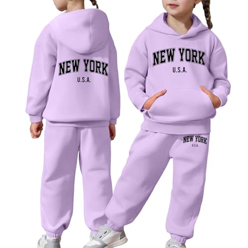Generisch Kinder Trainingsanzug Mädchen Jungen Langarm Hoodie Pullover Hosen Outfit Warme Solide Sportbekleidung (Purple, 6-7 Years) Generisch Kinder Trainingsanzug Mädchen Jungen Langarm Hoodie Pullover Hosen Outfit Warme Solide Sportbekleidung (Purple, 6-7 Years)