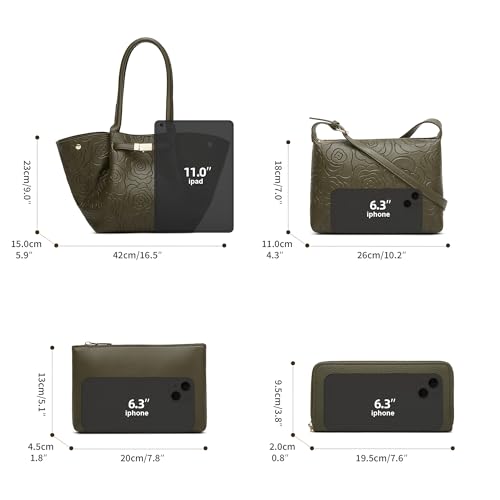 Image of Women Fashion Handbags Wallet Tote Bag Shoulder Bag Top Handle Satchel Purse Set 4pcs