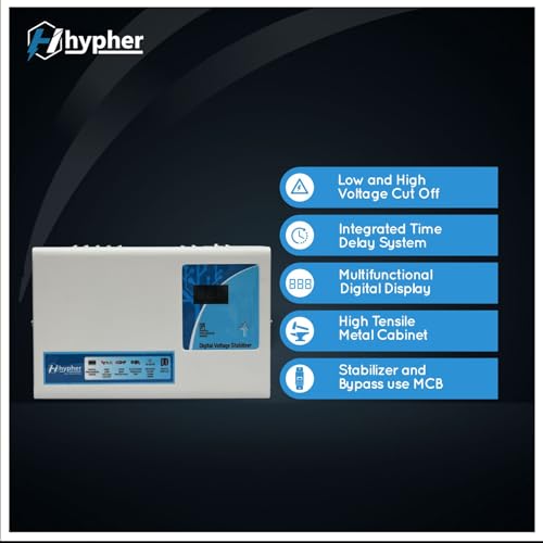 Image of HYPHER 4KVA Voltage Stabilizer for All Inverter and Non Inverter AC Upto 1.5 Ton| 4000 W 120V-290V | Digital Disply | 3 Year Warranty | German Toroidal Coil |Low /High Voltage Cut-Off