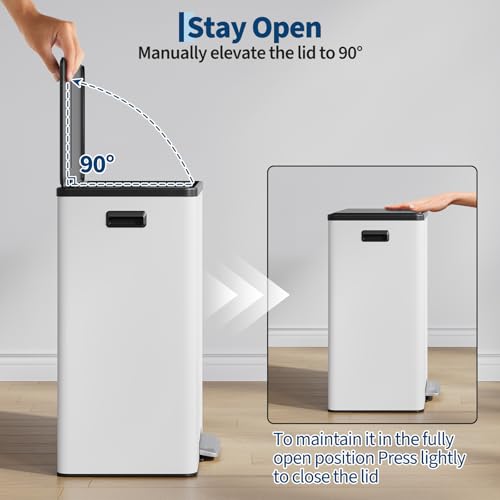 Garvee Dual Trash Can Stainless Steel Kitchen Recycling Bin Foot Pedal by Garvee - Used condition - Image 4