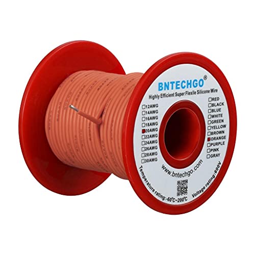 Fil de silicone 20 AWG orange de 100 ft par Bntechgo pour câblage souple