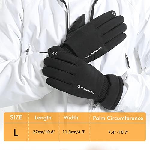 TAGVO Winter Touchscreen Ski Gloves, Windproof and Water Resistant Thermal Fleece Leather Gloves for Men and Women Running Climbing Hiking Outdoor Sports