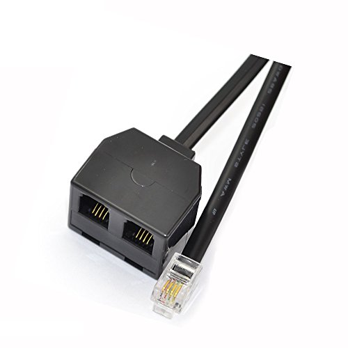 SMITON Small Size Plug 0.6ft Black RJ9 Splitter Telephone Training Adapter to 4P4C Plug Connections， not for RJ11 / RJ12