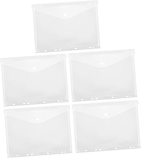 TEHAUX Fichário De Escritório Com 11 Furos 5 Peças Envelope Transparente Pastas De Arquivamento De Documentos Bolso Inserir Pasta De Arquivo Bolsa De Documentos Transparente