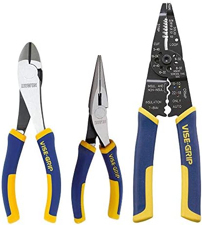 Bundle. IRWIN VISE-GRIP Wire Stripping Tool/Wire Cutter, 8-Inch (2078309) with IRWIN VISE-GRIP Diagonal Cutting Pliers, 6-Inch (2078306) and IRWIN VISE-GRIP Long Nose Pliers, 6-Inch (2078216)