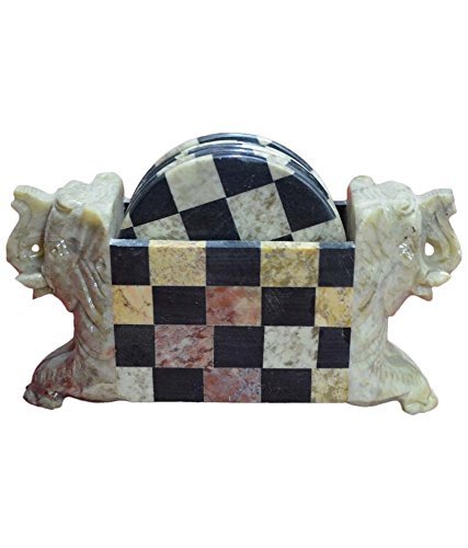 Artiste haat fait main en forme de Porte-encens en stéatite Motif éléphant en pierre naturelle Dessous de verres Lot de 3 Cover