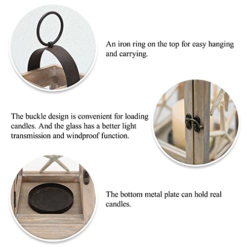 Nikky Home Nautical Style Wooden Lantern Candle Holders, Rustic Distressed Wood Grain Lantern Holder For Indoor And Outdoor Events Parties And Weddings #TOP2
