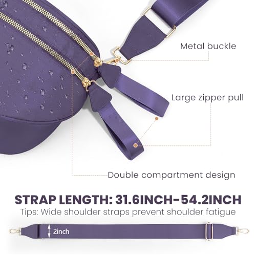 Image of hibear Checkered Crossbody Bag Spacious Bum Bags for Women Nylon Crossbody Fanny Packs Checkered Purse Belt Wallet