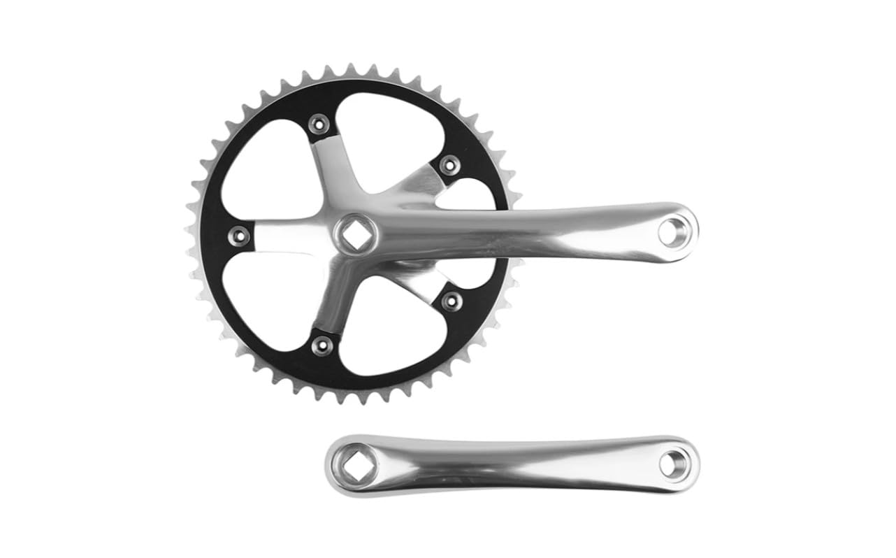 cyclingcolors Platos y bielas para Bicicleta con Brazo de biela, 46 Dientes, Longitud 170 mm, Aluminio, Color Plata, diámetro 130 mm, Fixie 3.30
