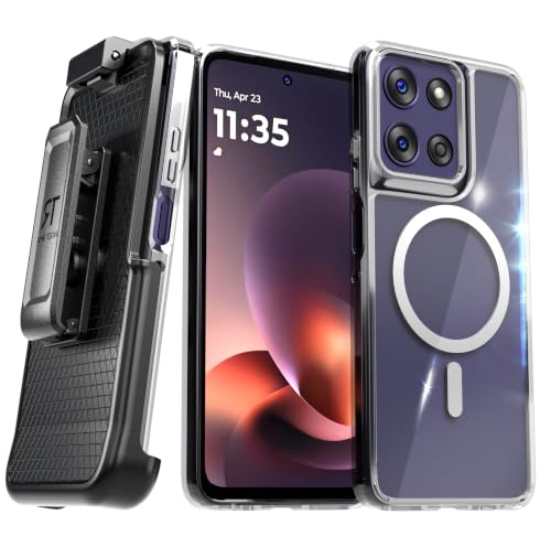 Coque Moto G Power 2026 / 2025 transparente avec clip ceinture amovible et fixation magnétique