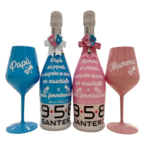 BOTTIGLIA Spumante e Calice Personalizzati San Valentino, Anniversario, Proposta di Matrimonio, Laurea, Compleanno, Natale, Battesimo, Comunione, Cresima, Gender Reveal, Baby Shower