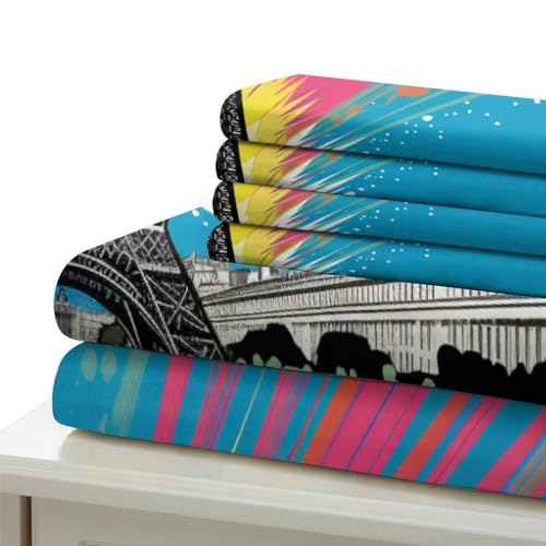 Housse de couette Tour Eiffel en microfibre douce et taies d'oreiller imprimées 3D - 7
