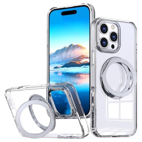 Mangix for iPhone 16 Pro Max Case,360° Rotatable & Invisible Magnetic Ring Stand Compatible with MagSafe, Anti-Fingerprint Protective Cover Translucent Back for iPhone 16 ProMax Case (Clear) Cover