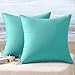 MIULEE Pack of 2 Decorative Outdoor Waterproof Pillow Cover Square Garden Cushion Case PU Coating Throw Pillow Cover Shell for Tent Park Couch 18x18 Inch Light Green