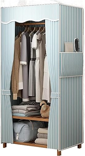 Garde-Robe Portable en Tissu Bleu 165x41x60 cm avec séparateurs intégrés