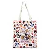 Animated Movie Gift Black Cat Lover Japanese Kitten Anime Gift Delivery Service Anime Fan Tote Bag (Cafe Tote)