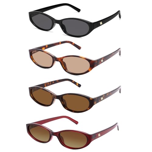 Image of Retro Oval Sunglasses Womens Mens Y2k Trendy Cateye Shades AR82299 | Narrow Round Cute Sunnies,90s 2000s Cool Skinny Frame