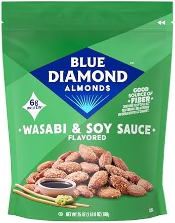 Blue Diamond Almonds Wasabi and Soy Sauce Snack Nuts, 25 oz, Pack of 1