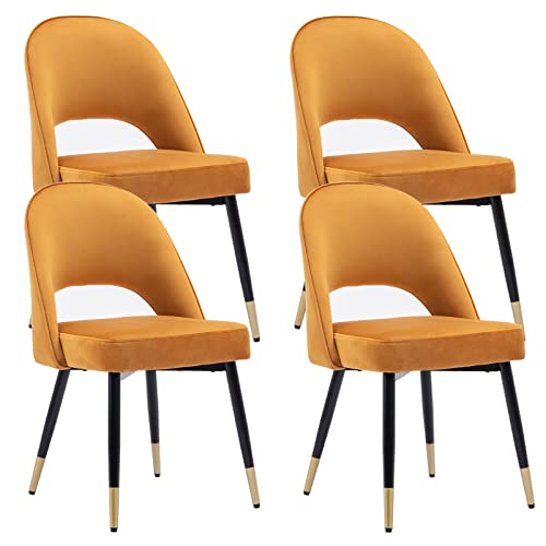 Wahson Juego De 4 Sillas De Comedor Terciopelo Con Respaldo Hueco Sillas Ocios De Cocina,Sillas De Salón Modernas Con Patas Metálicas Para Salón Restaurante Amarillo Wahson Juego De 4 Sillas De Comedor Terciopelo Con Respaldo Hueco Sillas Ocios De Cocina,Sillas De Salón Modernas Con Patas Metálicas Para Salón Restaurante Amarillo