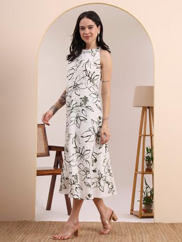 Image of Yash Gallery Women's primium Fabric Printed Midi Dress for Women & Girls