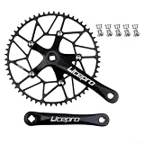 XGSUZNE Guarnitura in Lega di Alluminio da 170 mm con Corona Narrow Wide, Compatibile con Perno Quadro, 50-58T 130BCD per Bici elettrica Pieghevole da Strada, 9 10 11 velocità (guarnitura