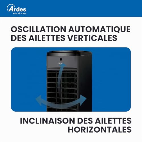 Ardes AR5AMR08 Penny Rafraîchisseur d'ambiance avec roues numériques, minuteur et télécommande, capacité du réservoir 4 L, noir – vue 8