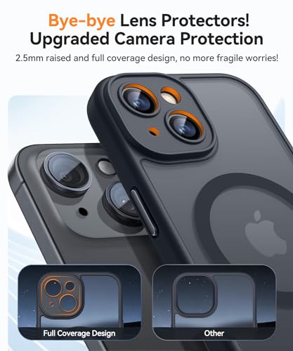 Image of CANSHN Magnetic for iPhone 14 Plus Case, Upgraded [Full Camera Protection] [Compatible with Magsafe] [Translucent Matte] Shockproof Protective Phone Case for iPhone 14 Plus 6.7 inch - Black